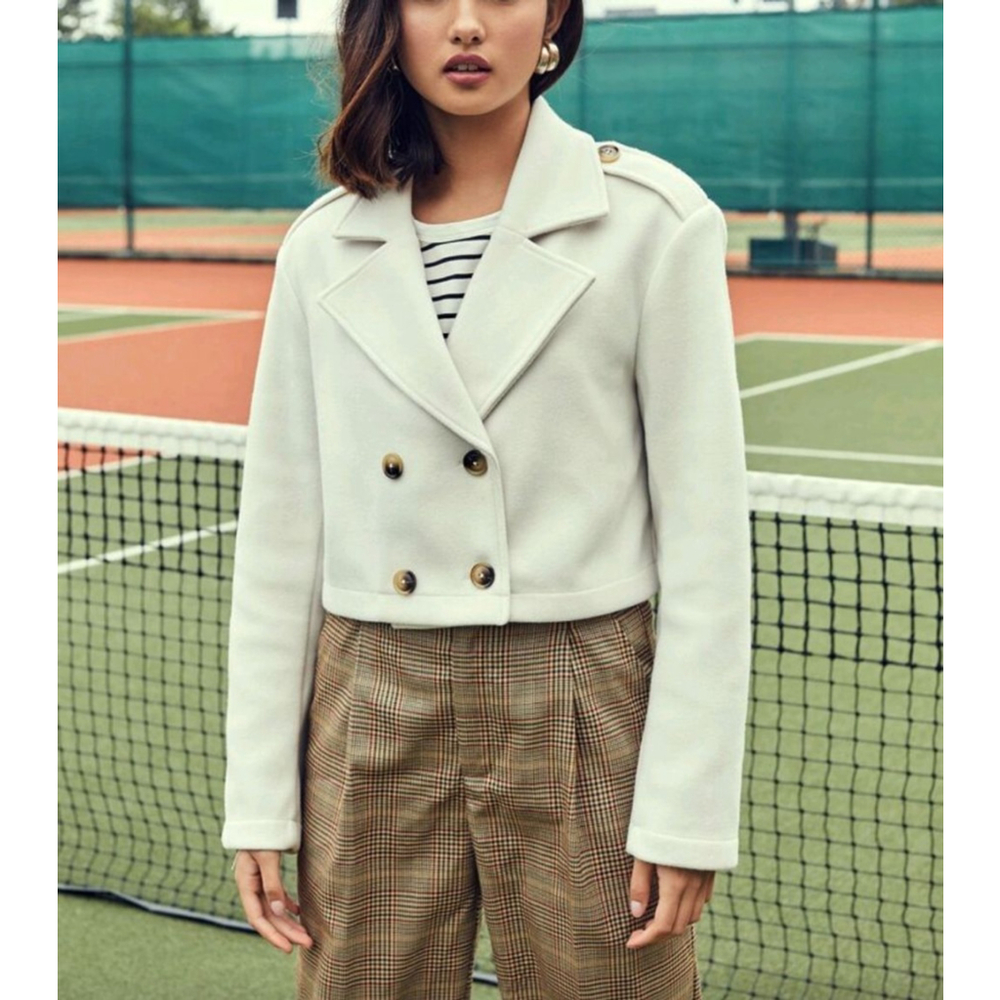 Women's SHEIN Double Breasted Cropped Pea Coat Size 6 (M) - Picture 3 of 9